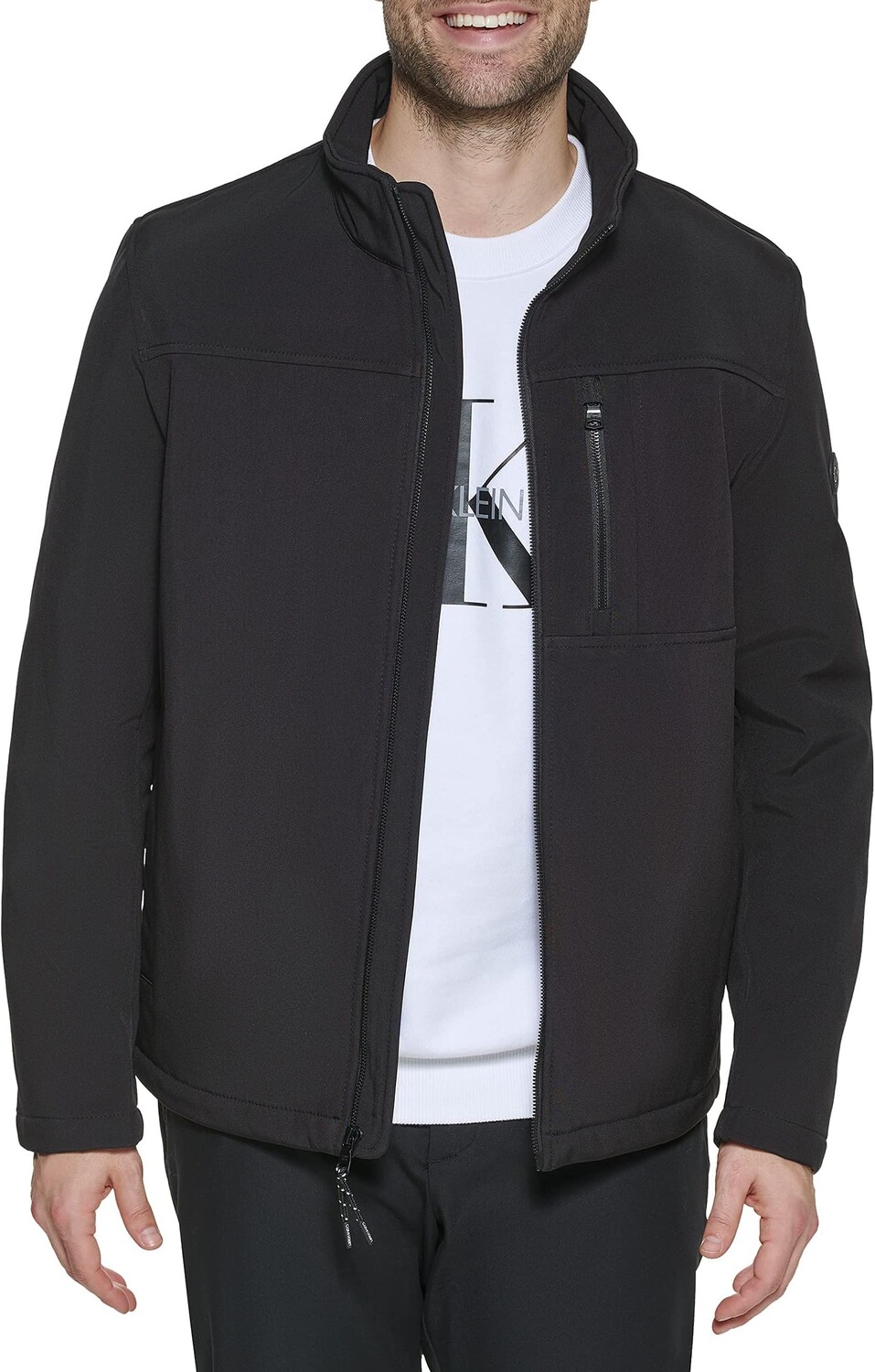 

Куртка Men's Water Resistant Soft Shell Open Bottom Jacket (Standard and Big & Tall) Calvin Klein, цвет Deep Black