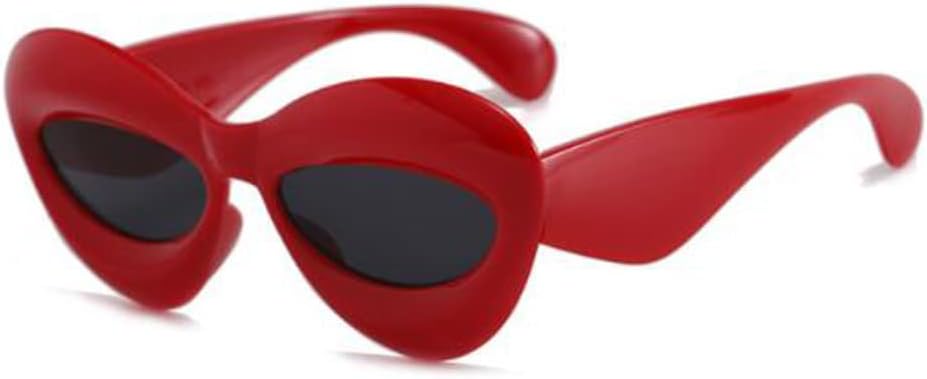 

Забавные надувные солнцезащитные очки в виде шарика с рисунком во рту, женские милые надувные очки, модные солнцезащитные очки для показа мод PUB, Red Frame Gray Flakes