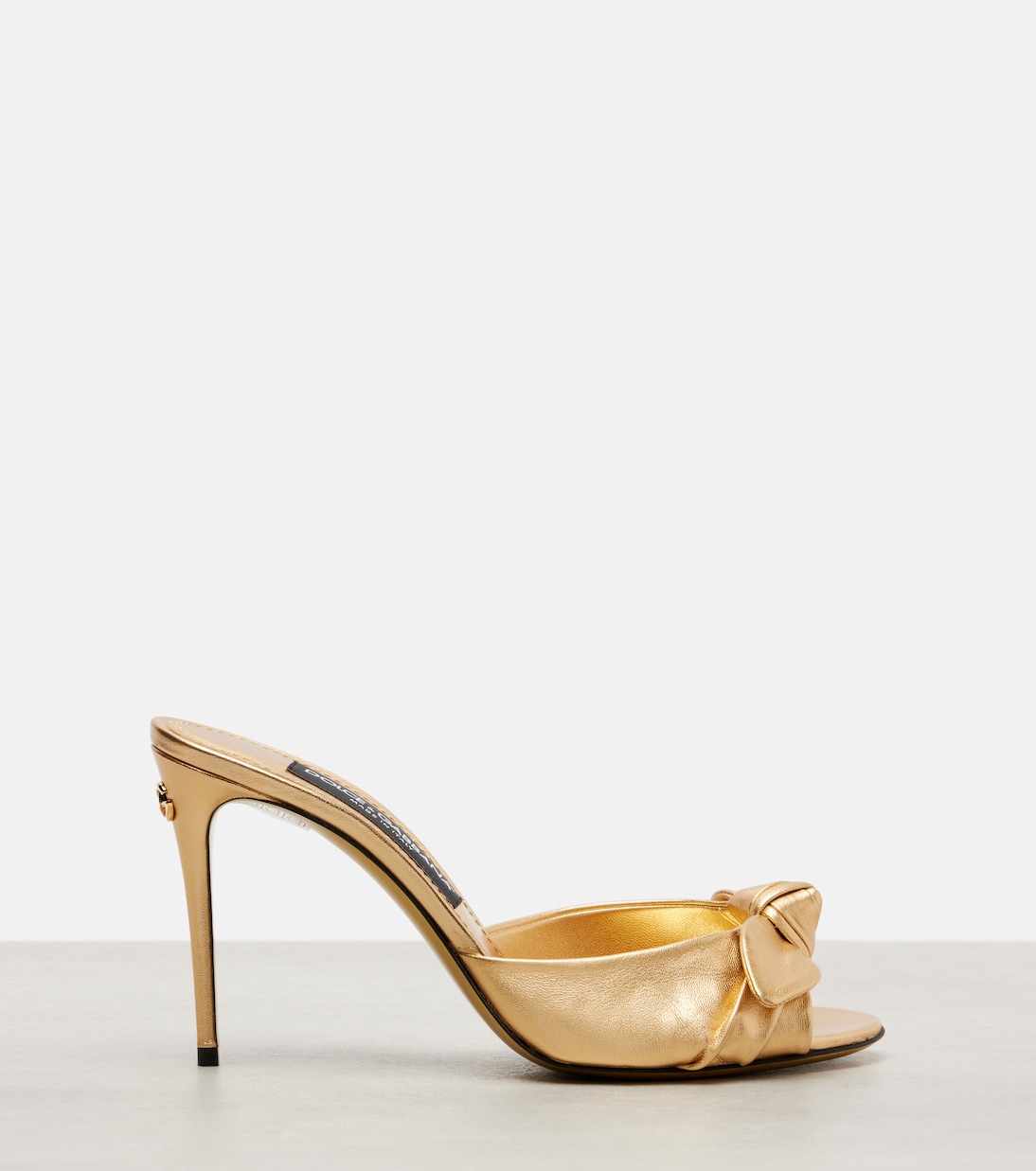 Мюли из металлизированной кожи с бантом Dolce&Gabbana, Oro — фото 4