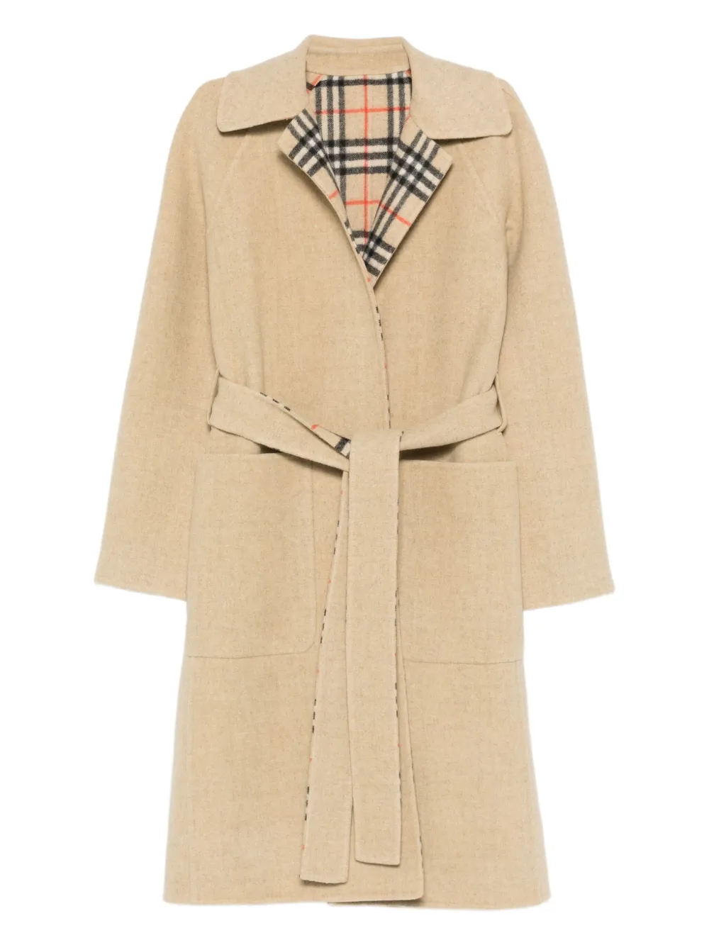 

Пальто с поясом и клетчатой подкладкой BURBERRY, нейтральный