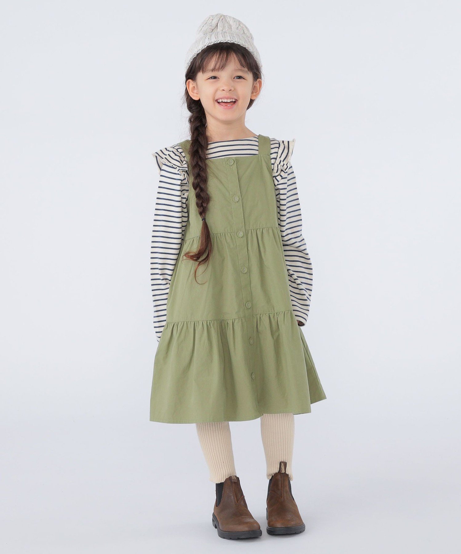 Детская одежда: 100–130 см / Хлопковый комбинезон-юбка Ships Kids, Light Olive — фото 3
