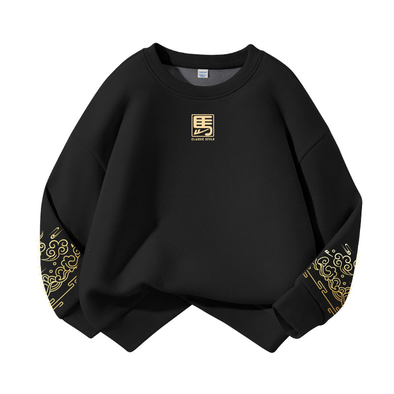 

Детский свитшот с круглым вырезом Moderate WARRIOR, [fleece-lined]черный/h middle k+h right sleeve золото-stamped k+h left sleeve hot-stamped k