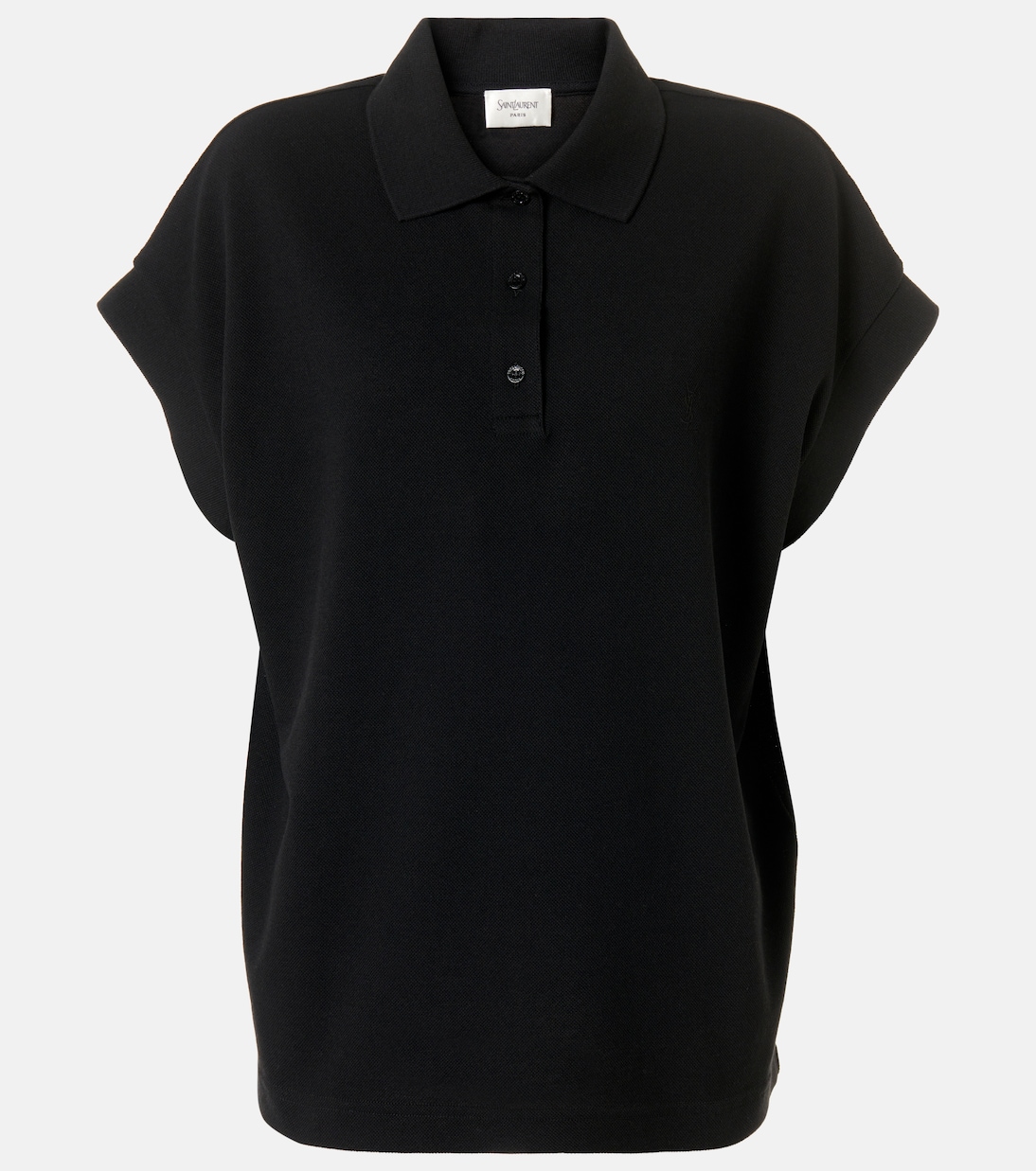 

Кассандр хлопковая пике-поло Saint Laurent, нуар
