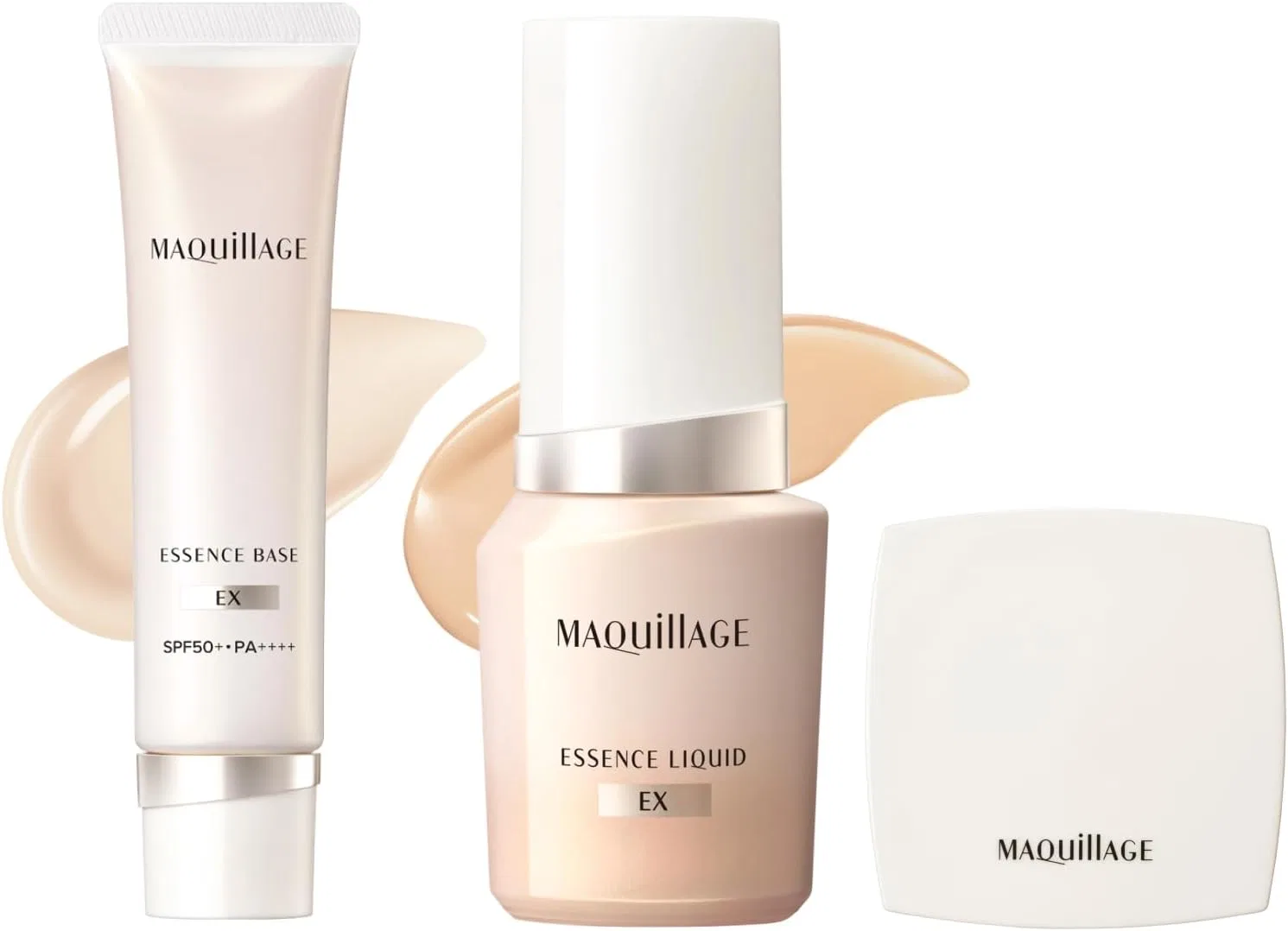 Тональный набор Maquillage Essence Base EX Pure Ivory 30g + Essence Liquid Ochre 10 24mL + Зеркальце, белый