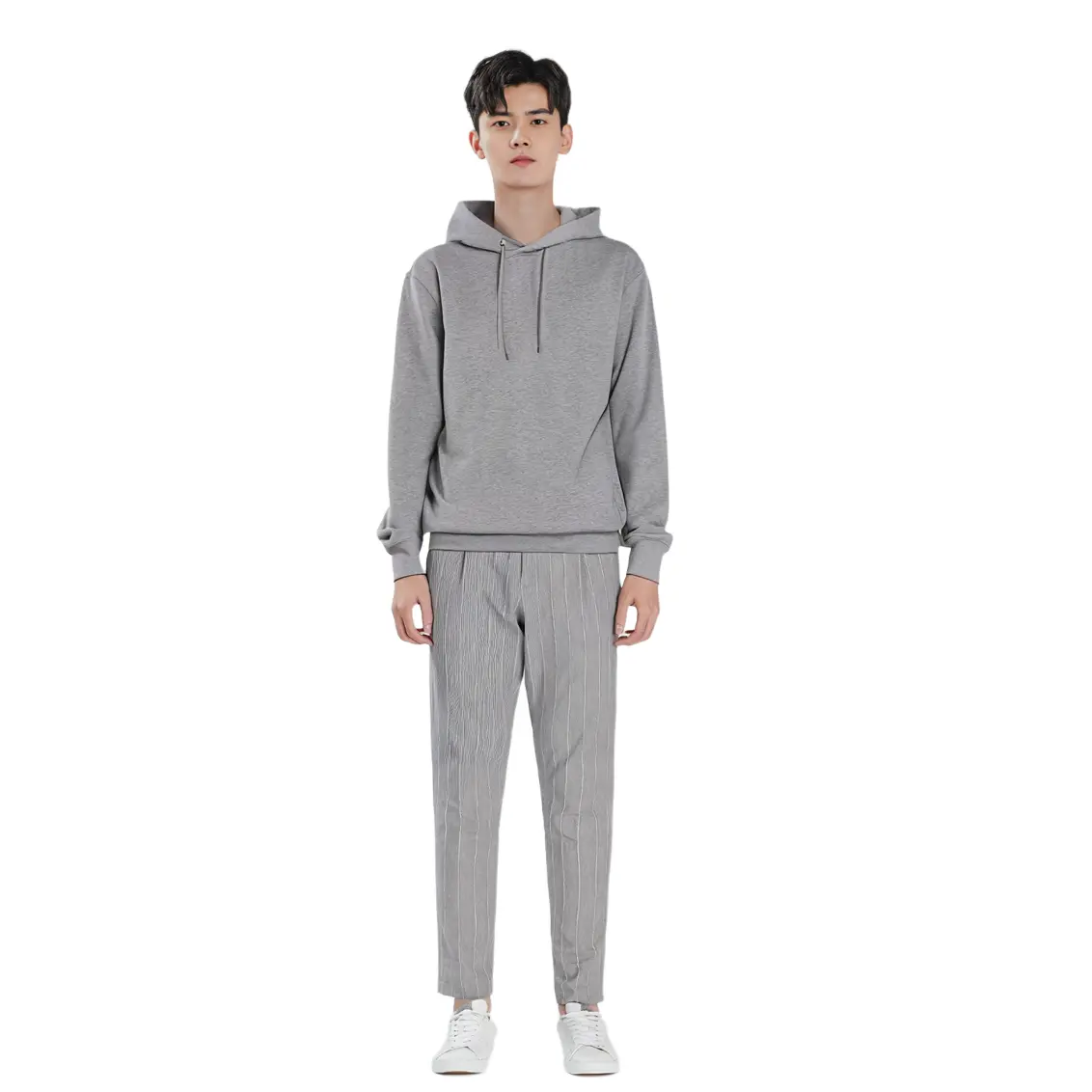 Толстовка унисекс небесно-серая Uniqlo, серый — фото 3