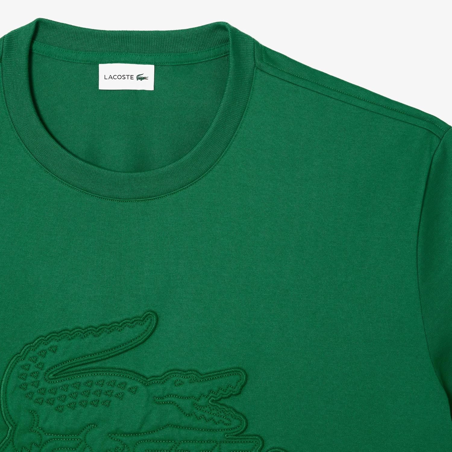 Футболка Lacoste, мужская, с круглым вырезом и коротким рукавом, фирменный принт, Rocket Green — фото 2