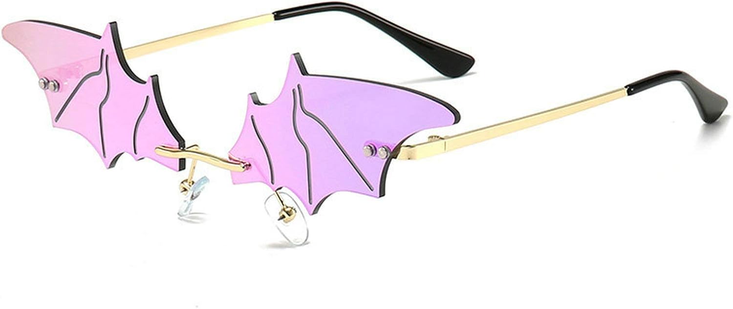 

COTIA/2020 Маленькие женские солнцезащитные очки «кошачий глаз», новые безободковые панк-солнцезащитные очки в форме летучей мыши, уникальные мужские очки UV400, Purple Film