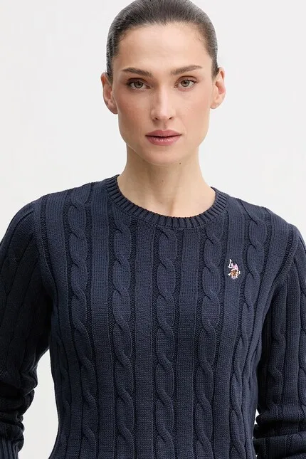 Свитер с фактурной вязкой CREW NECK CABLE U.S. Polo Assn., синий — фото 4