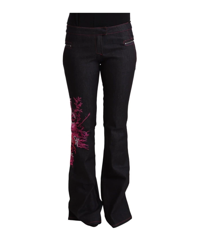 

Джинсы-Клеш с вышивкой в виде цветочного узора Exte, черный