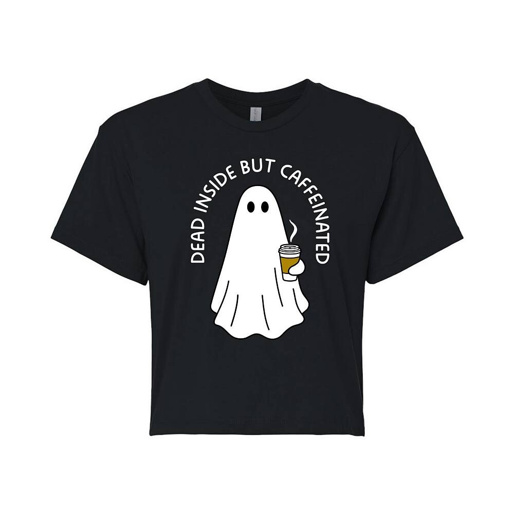 

Укороченная футболка Juniors' Dead Inside с кофеином Ghost Licensed Character, черный