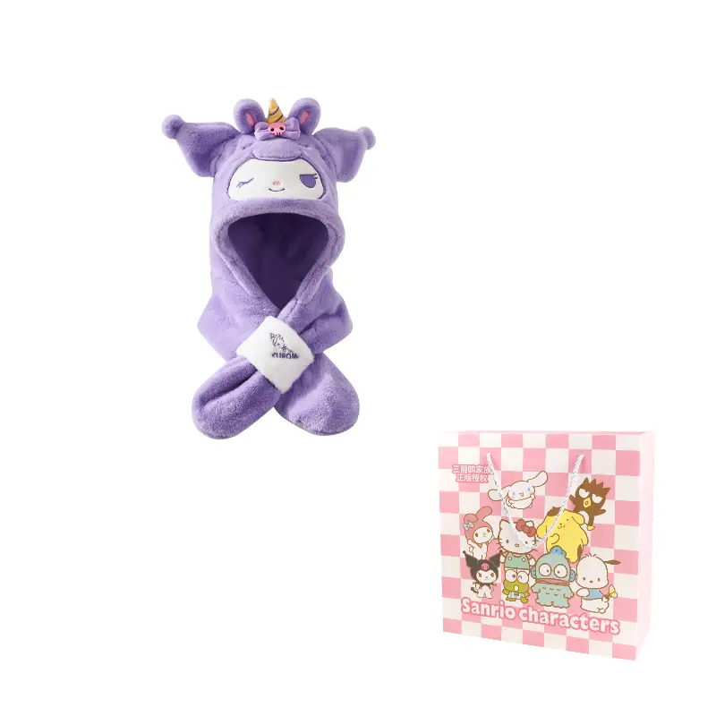

Капюшоны и плюшевые шапки из полиэстера, унисекс Sanrio, kuromi unicorn two-piece set