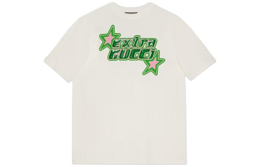 

Футболка женская Gucci Sequin-logo, белый / зеленый