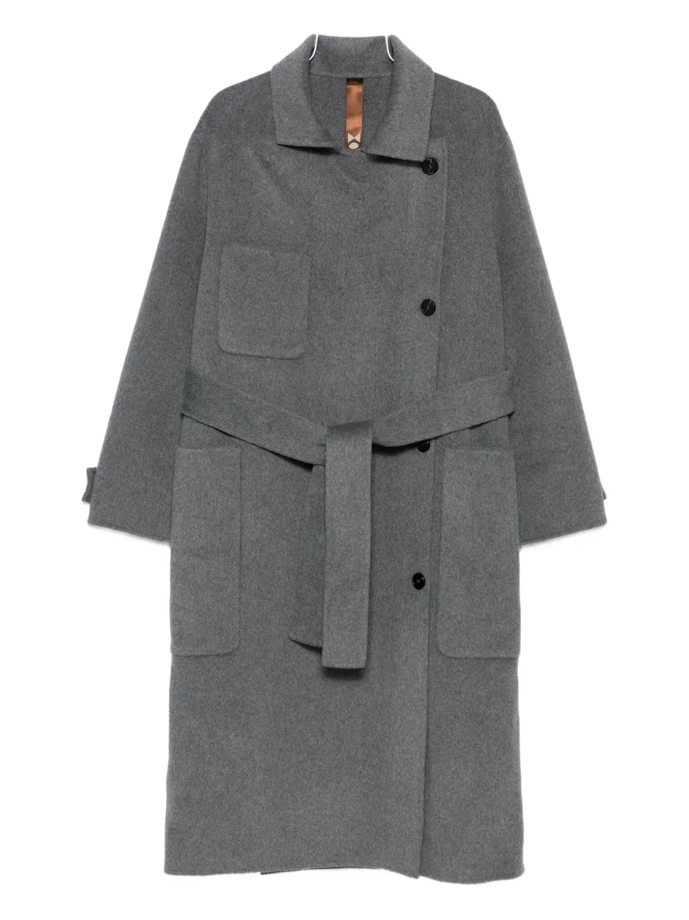 

Пальто с поясом и накладными карманами Glox, серый