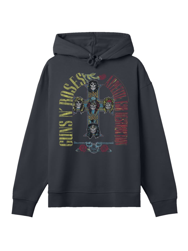 

Толстовка с капюшоном Guns N' Roses Skull Rock Band Merch в цвете грязно-черный F4NT4STIC