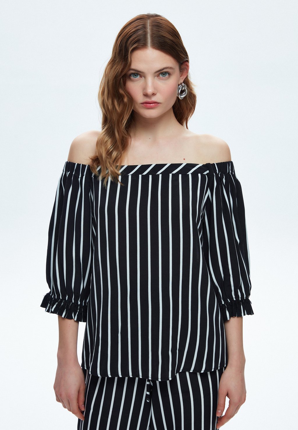 

Блуза LACE DETAILED STRIPED adL, черный