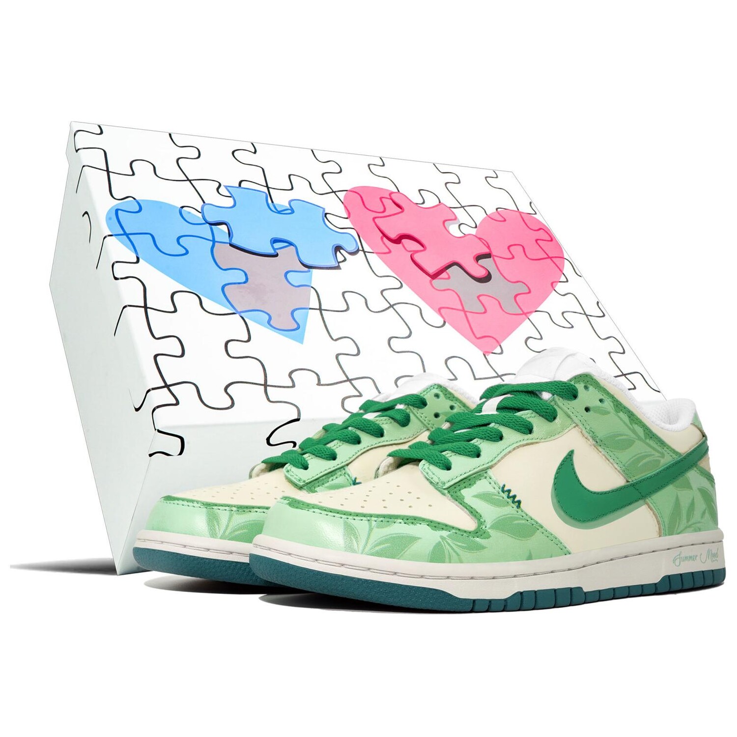 

Кроссовки Nike Dunk Skateboarding Shoes Women's Low-top Green, белый