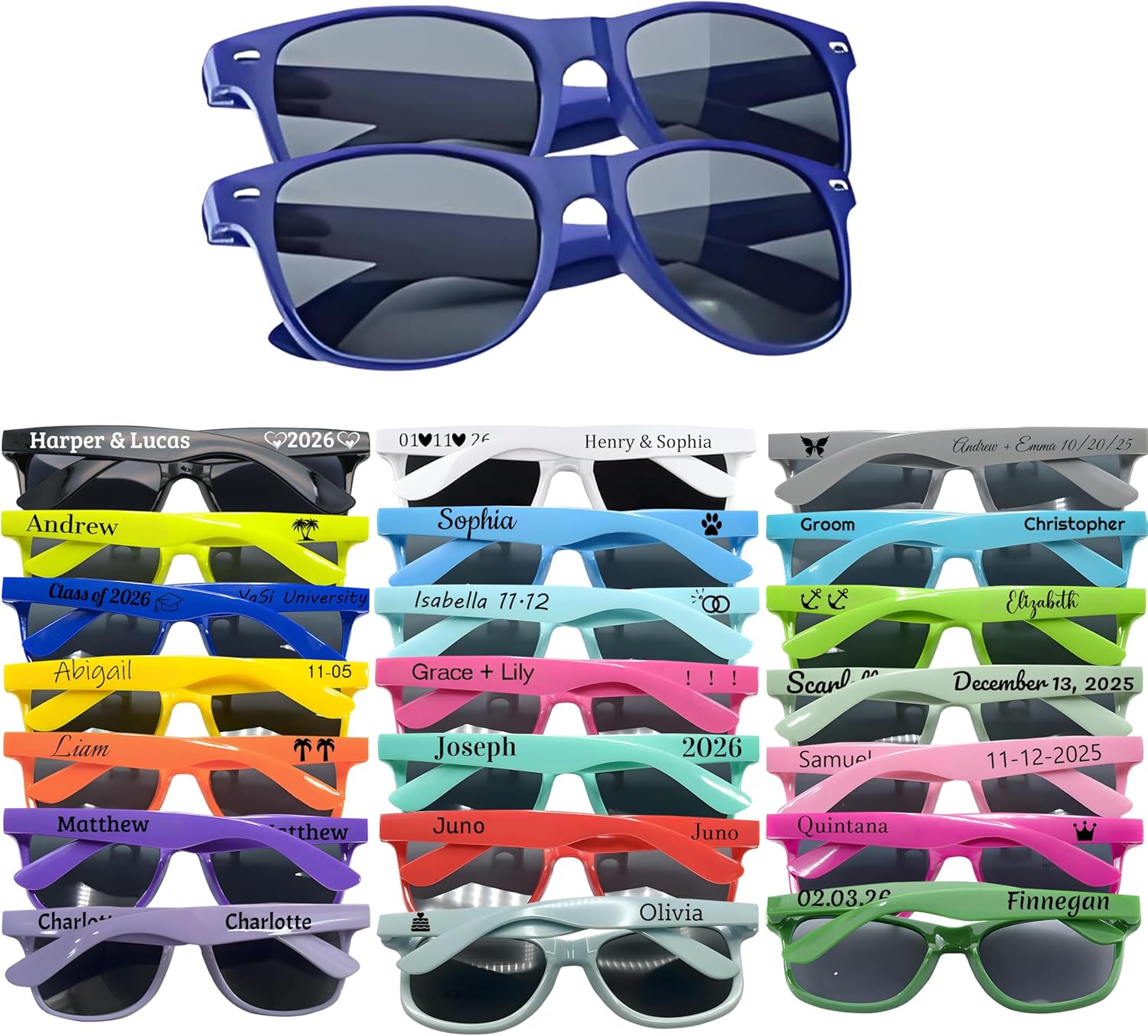 

Свадебные солнцезащитные очки на заказ, персонализированные солнцезащитные очки с защитой от УФ-излучения, сувениры для вечеринок, классические ретро-солнцезащитные очки для мужчин и женщин DFDG, Dark Blue