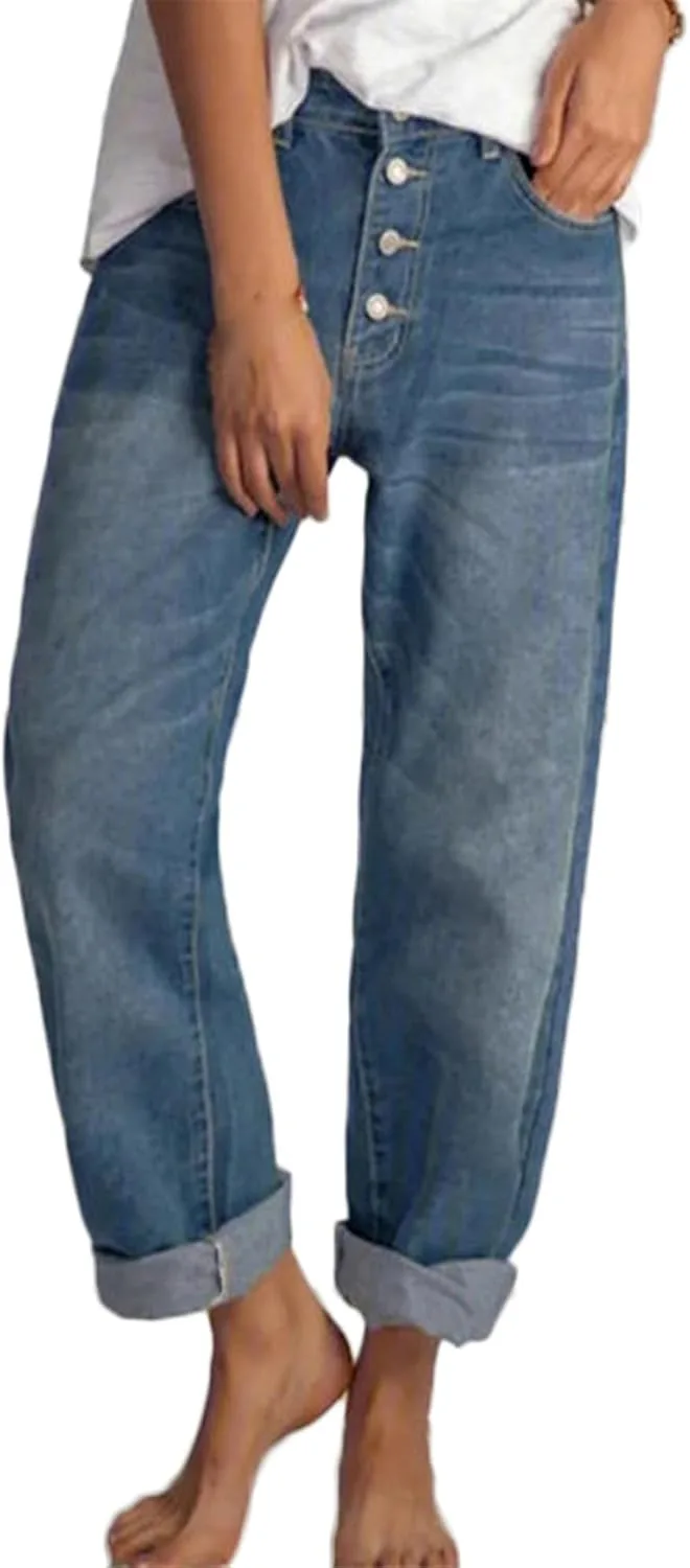 

Женские джинсы с высокой талией и прямыми штанинами Boyfriend ZH8FCHAN