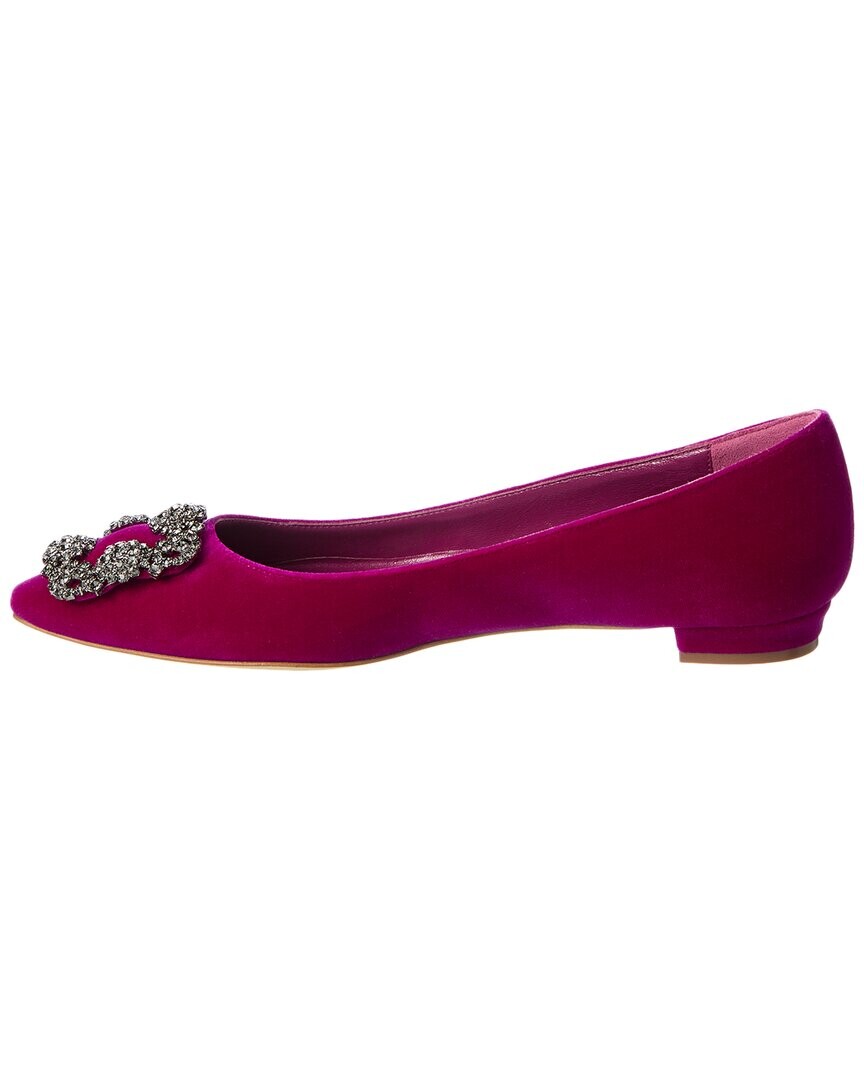 Manolo Blahnik Hangisi Бархатные балетки, фиолетовый — фото 4