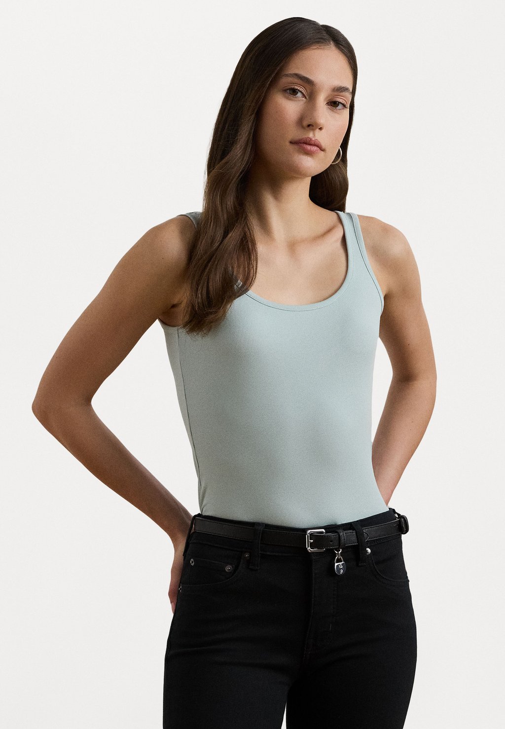 

Топ COTTON-BLEND TANK TOP Lauren Ralph Lauren Petite, синий