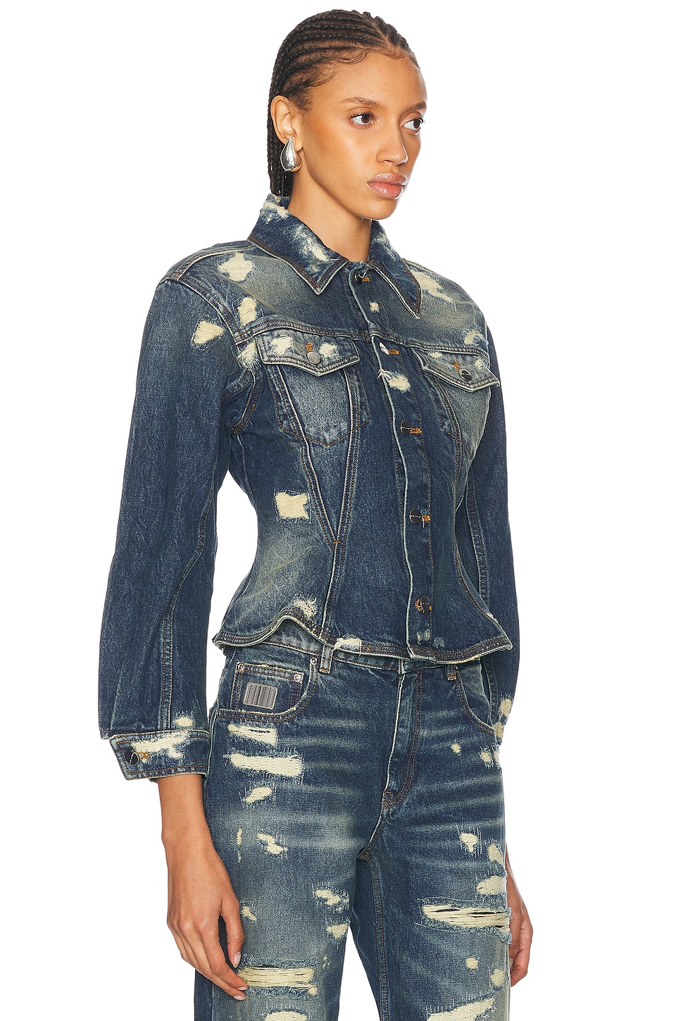 

Джинсовая куртка с рюшами Marc Jacobs, цвет Punk Indigo