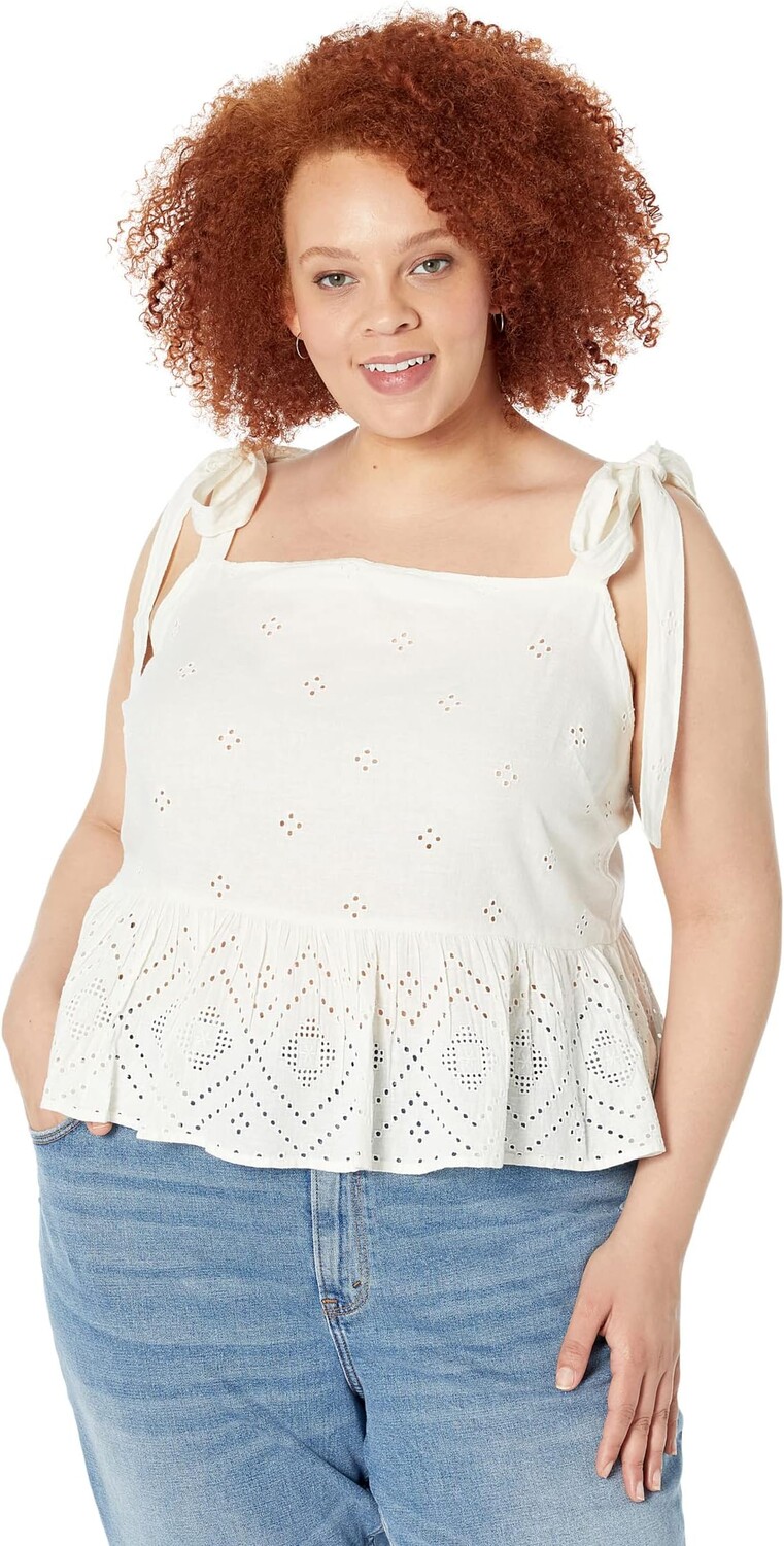 

Топ Madewell Plus Rosalie Tie-Strap Top in Geo Eyelet, цвет Lighthouse