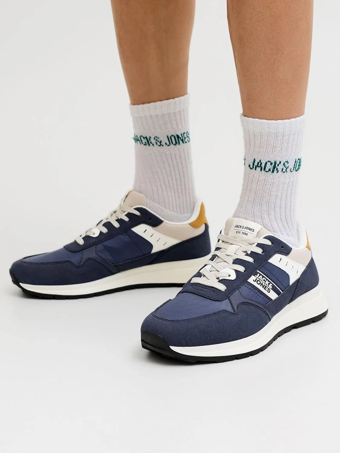 Мужские кроссовки Jack & Jones Jfwoswald Tape Combo Sneaker NoosJfwoswald Tape Combo Sneaker Noos, Navy Peony — фото 2