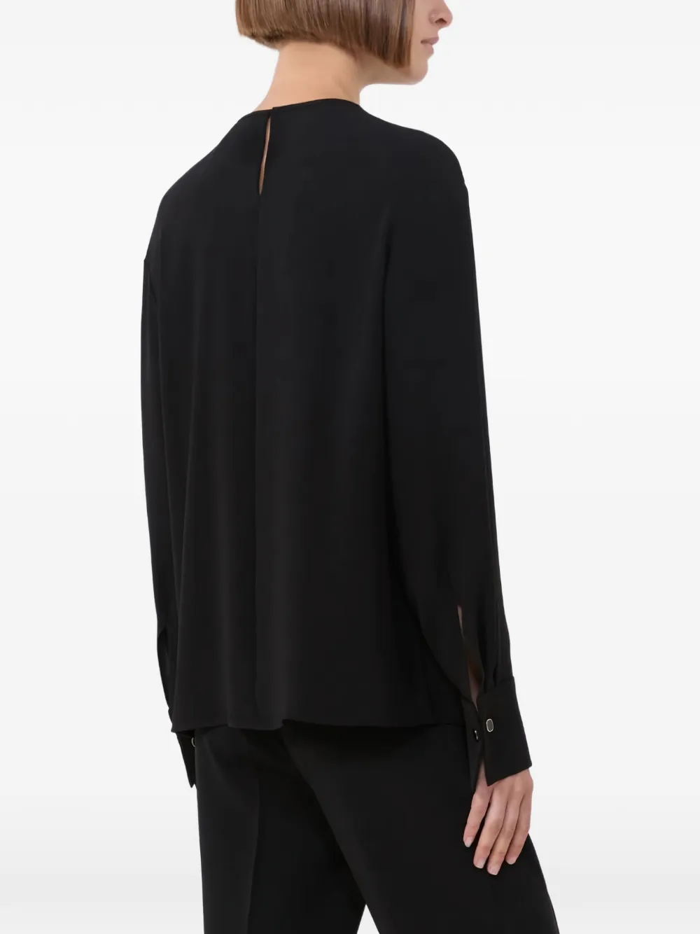 Плиссированная блузка с вырезом-каплей Max Mara, черный — фото 4