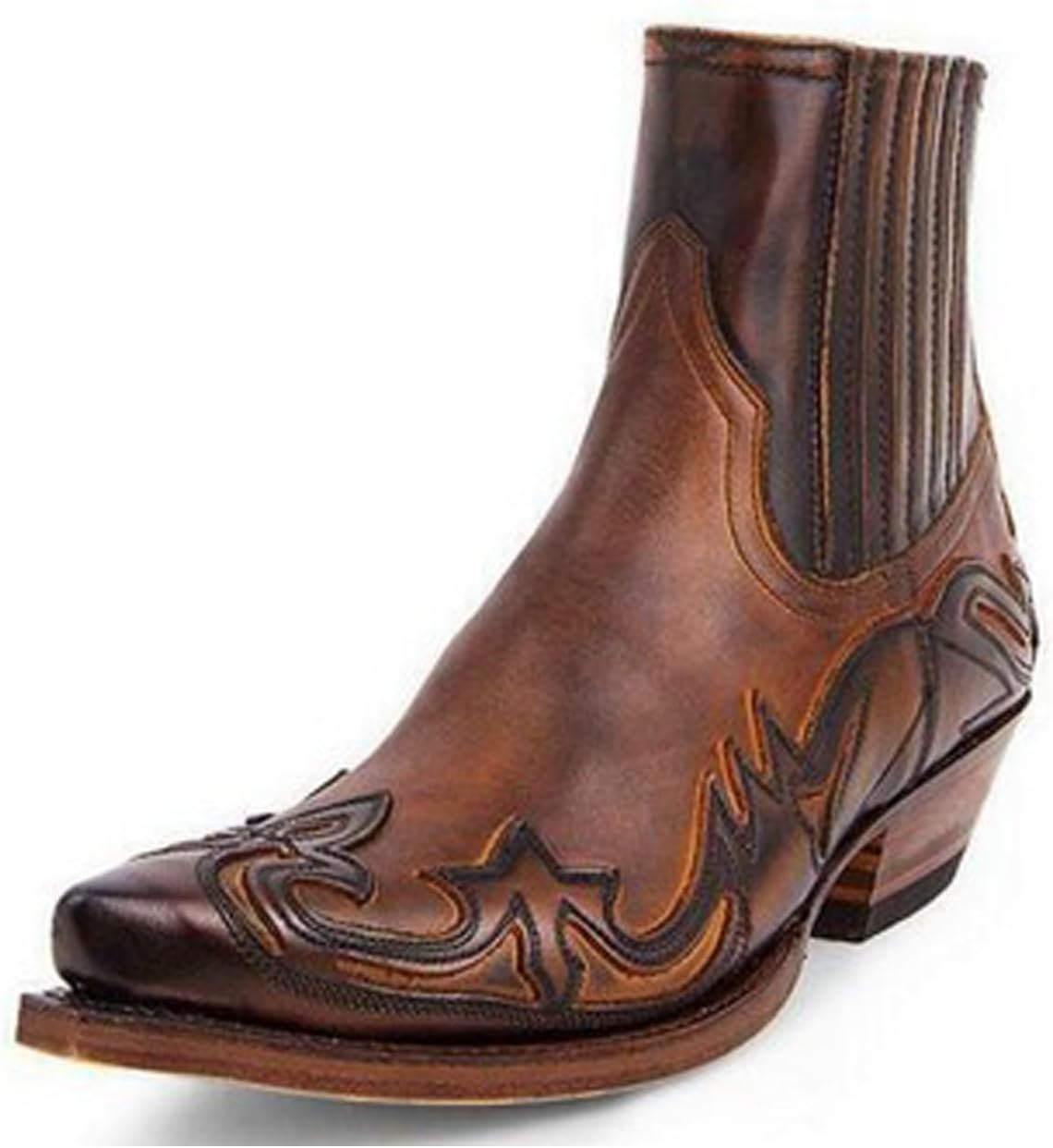 

Мужские средневековые западные ботинки классические вышитые из искусственной кожи с противоскользящей подошвой и заостренным носком Helltaker, коричневый