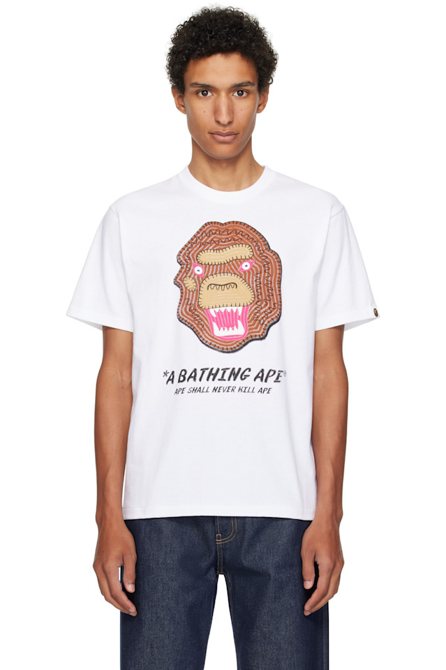 

Футболка с сувенирным логотипом в стиле вышивки Bape, белый