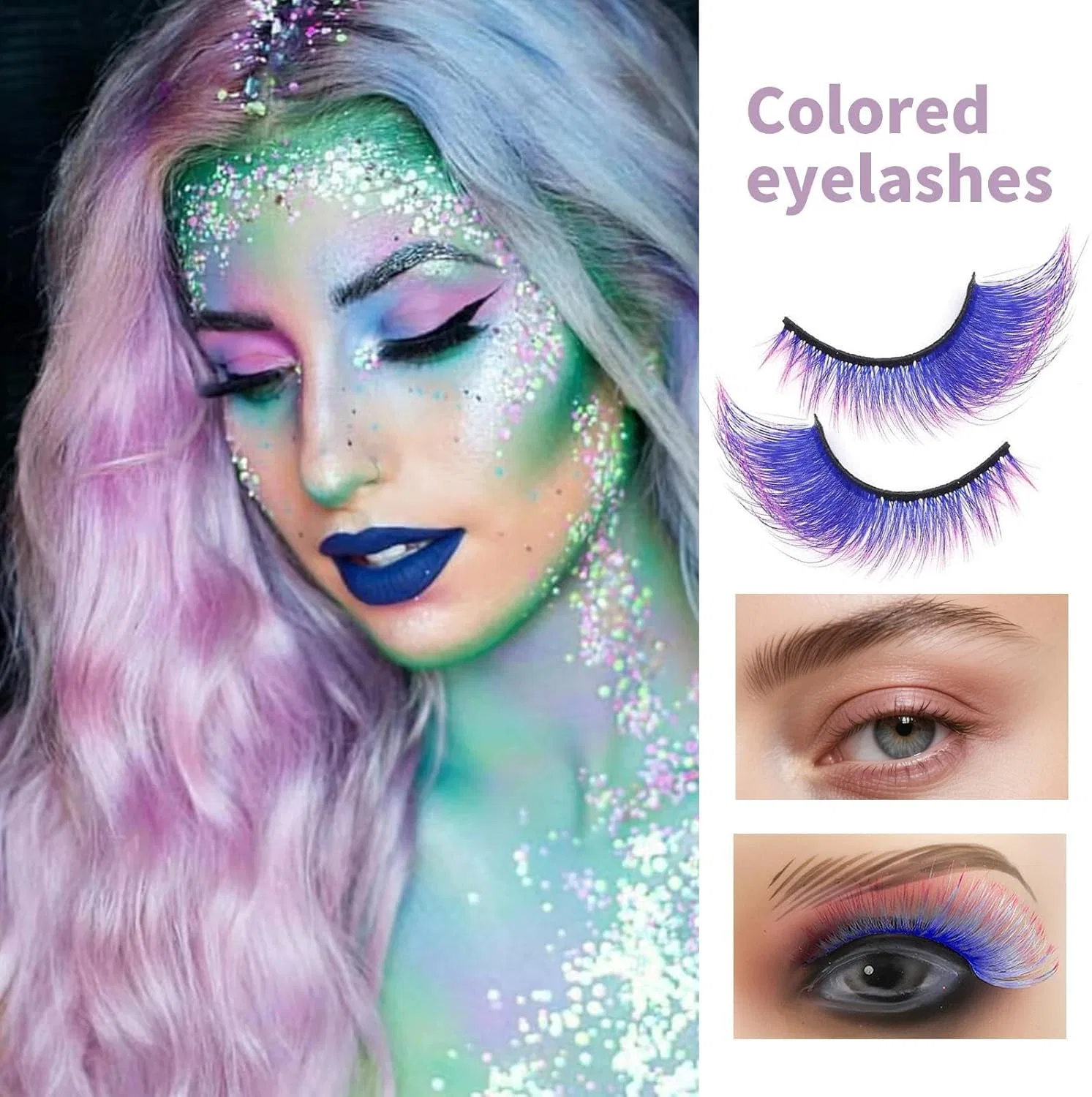 Накладные ресницы Color Modash Long Volume Ketunedi, темно-синий — фото 3
