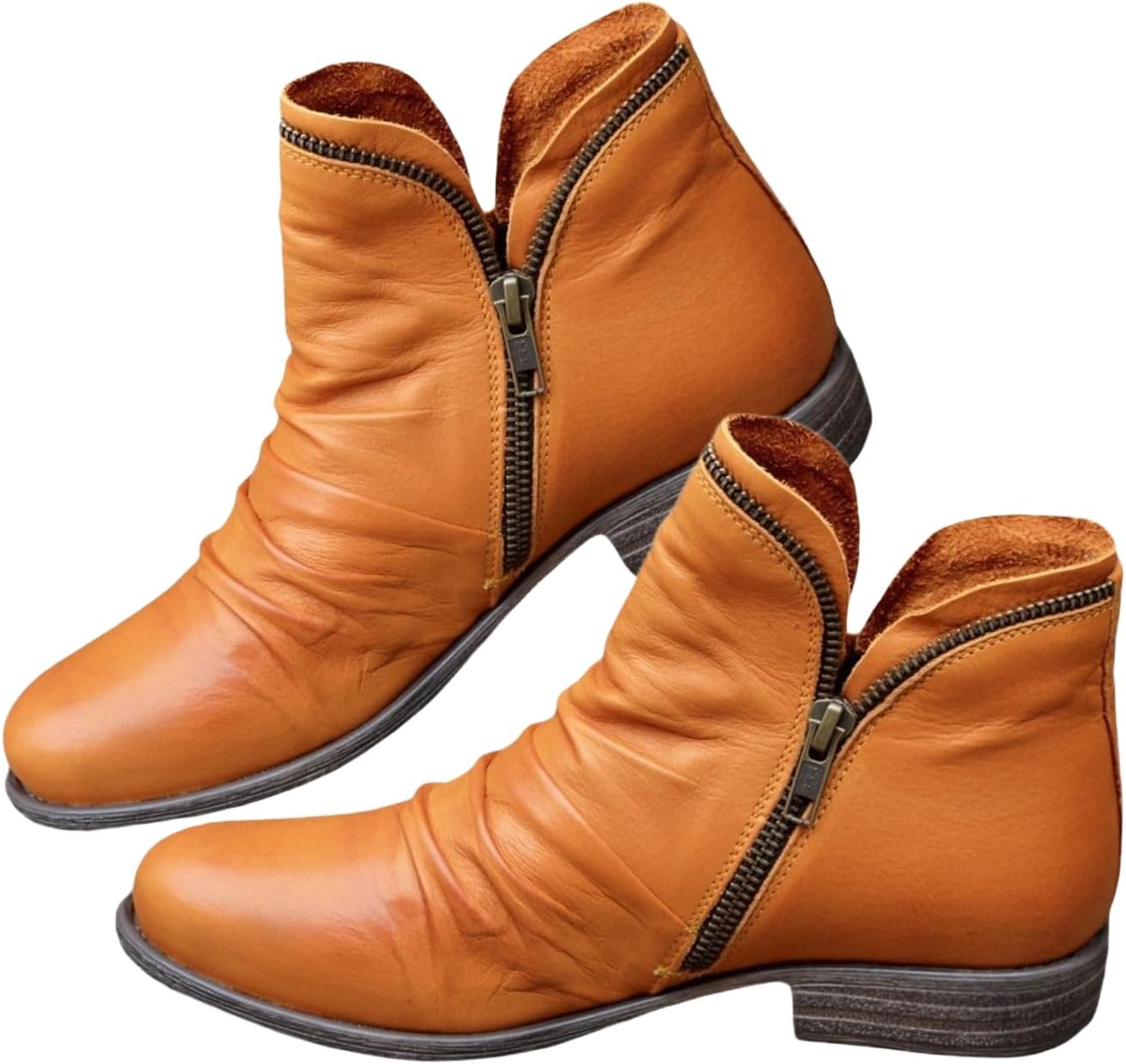 

Женские ботинки Wankang на низком каблуке Челси, из искусственной кожи, с заостренным носком, широкие, без шнуровки, короткие ботильоны, желтый