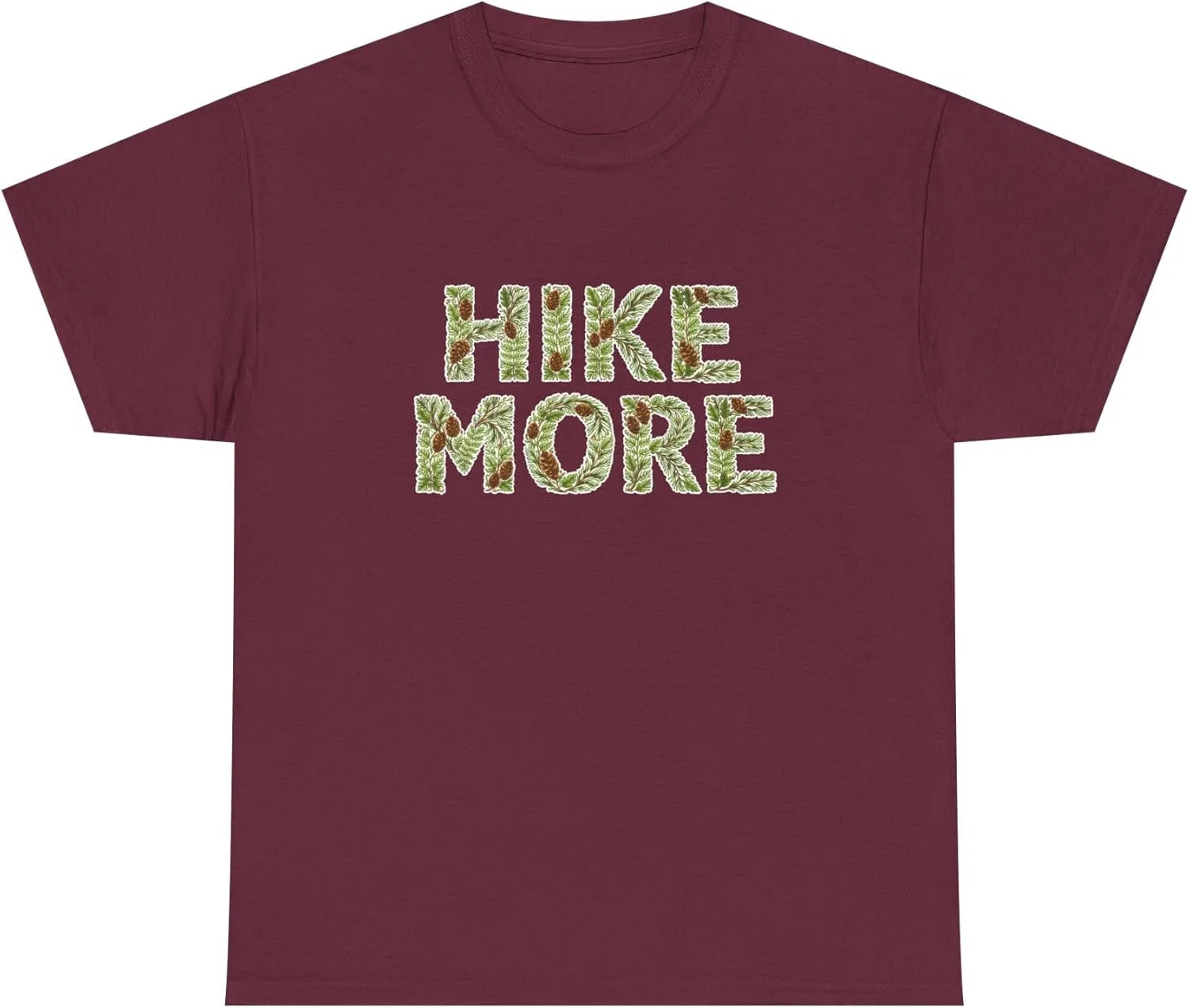 Футболка с принтом HIKE MORE, хлопковая, бордовая