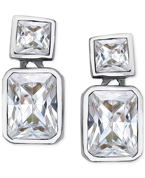 

Серьги-Подвески с кубическим цирконием в форме восьмиугольника и квадрата из стерлингового серебра с позолотой 18 карат, созданные для Macy's Giani Bernini, silver