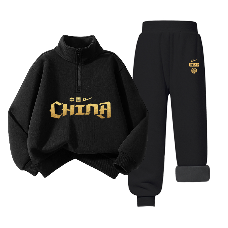 

Повседневная спортивная одежда для детей WARRIOR, [fleece-lined stylish set]черный/h золото-stamped china-черный/h harvest k