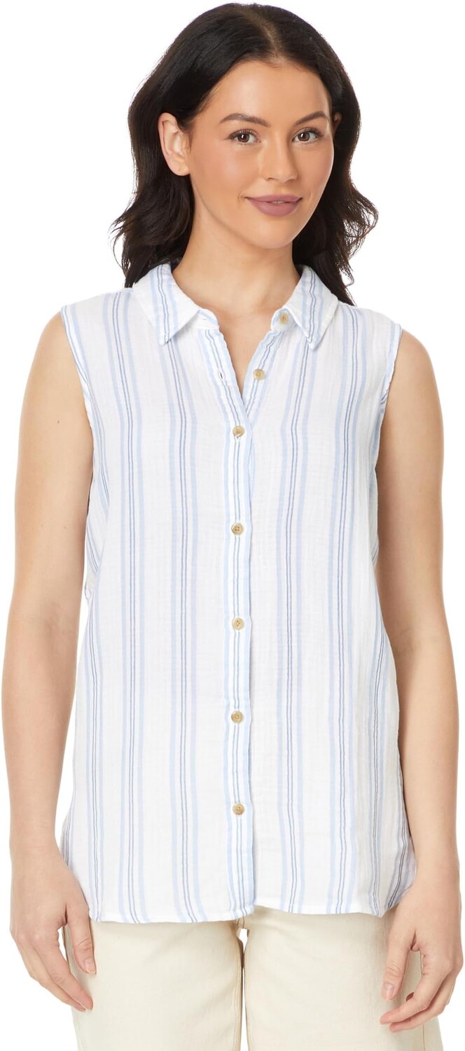 

Туника L.L.Bean Cloud Gauze Sleeveless Tunic, цвет Sea Salt Stripe