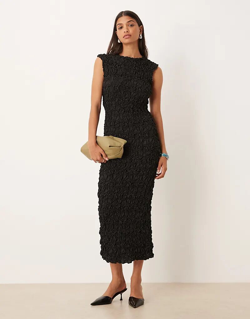 

Платье макси без рукавов YAS 3D с текстурой черного цвета