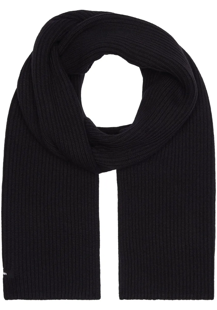 

Шарф Calvin Klein "CLASSIC COTTON RIB SCARF" с нашивкой-логотипом, цвет Ck Black