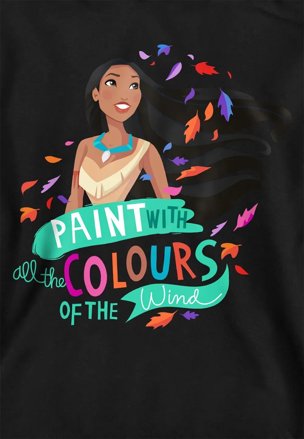 Детская худи Disney Pocahontas, черная, черный — фото 2