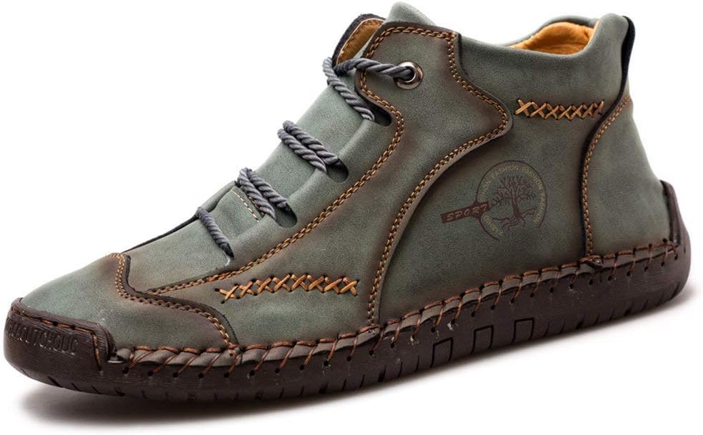 

Мужские винтажные кожаные ботинки с центральным швом, повседневные ботинки-чукка до щиколотки, легкие кроссовки на шнуровке, лоферы, прогулочная обувь Ainijia&Holo, зеленый