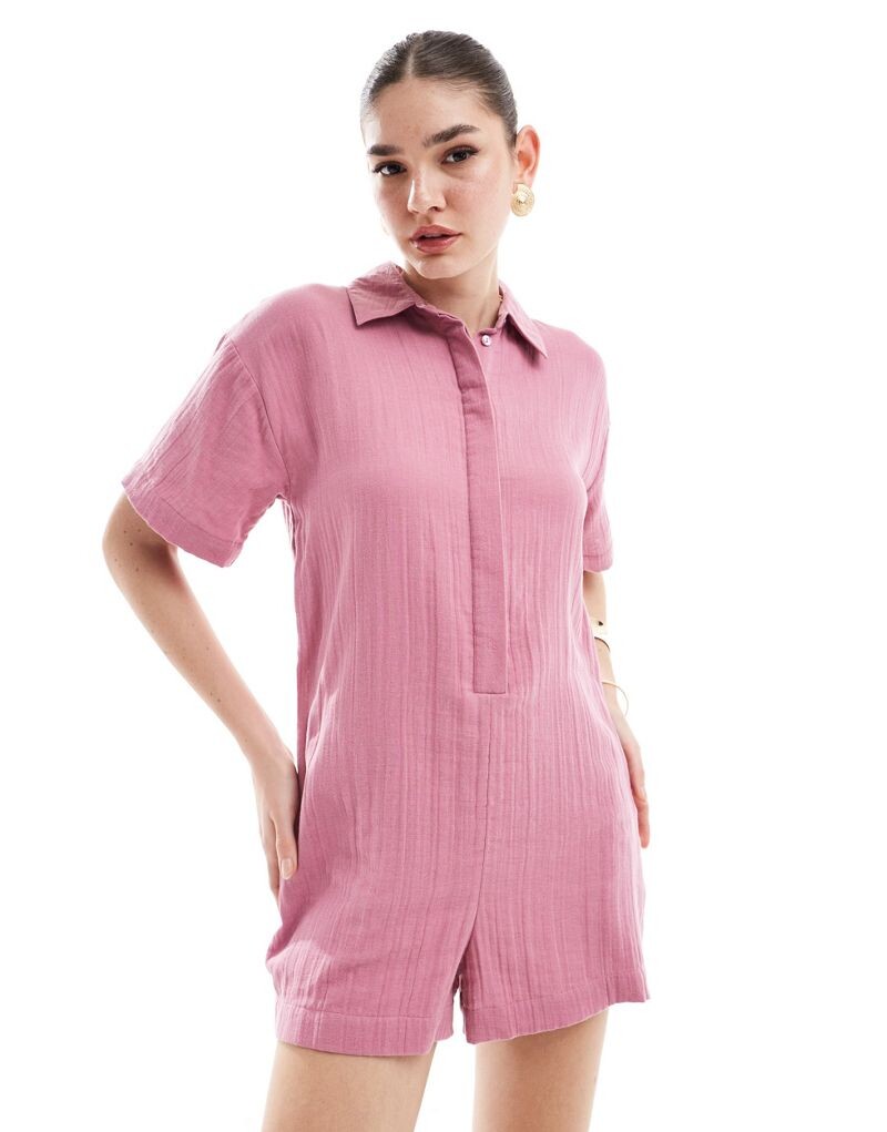 

Лиловый комбинезон-рубашка ASOS DESIGN