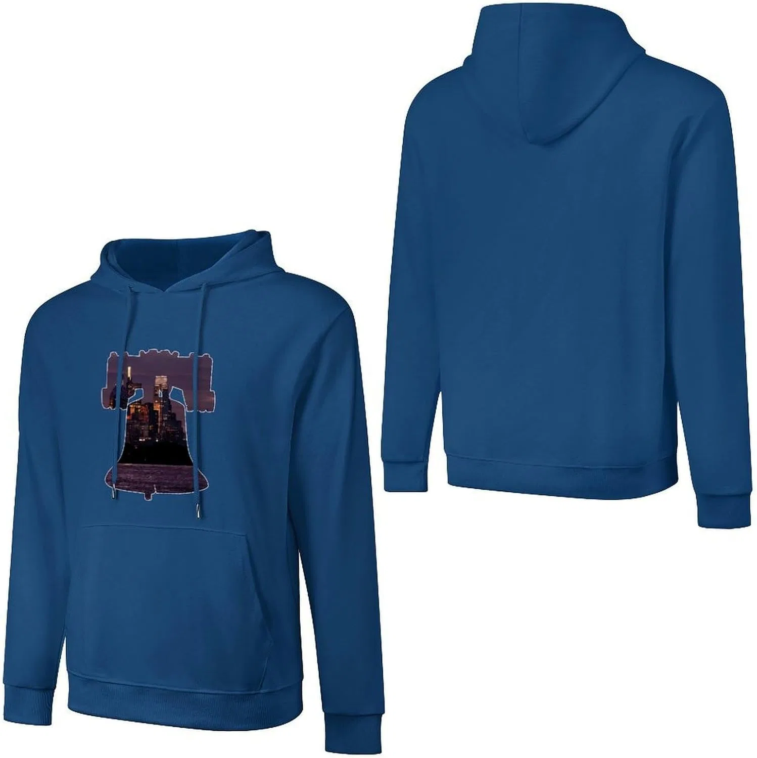 Мужские хлопковые толстовки Philadelphian Bell Night View Fashion Hoodies с карманом — фото 4