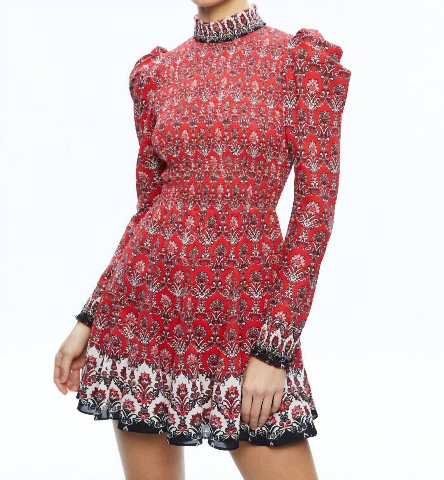 

Эльвира Мини-платье с присборенным лифом в медальоне Аллюр Alice + olivia, Allure Medallion