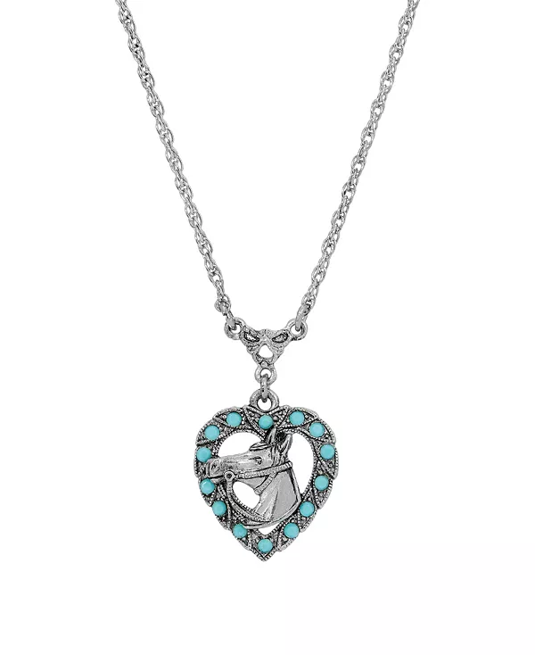 

Ожерелье в форме сердца с головой лошади из кристальной бирюзы 2028, turquoise