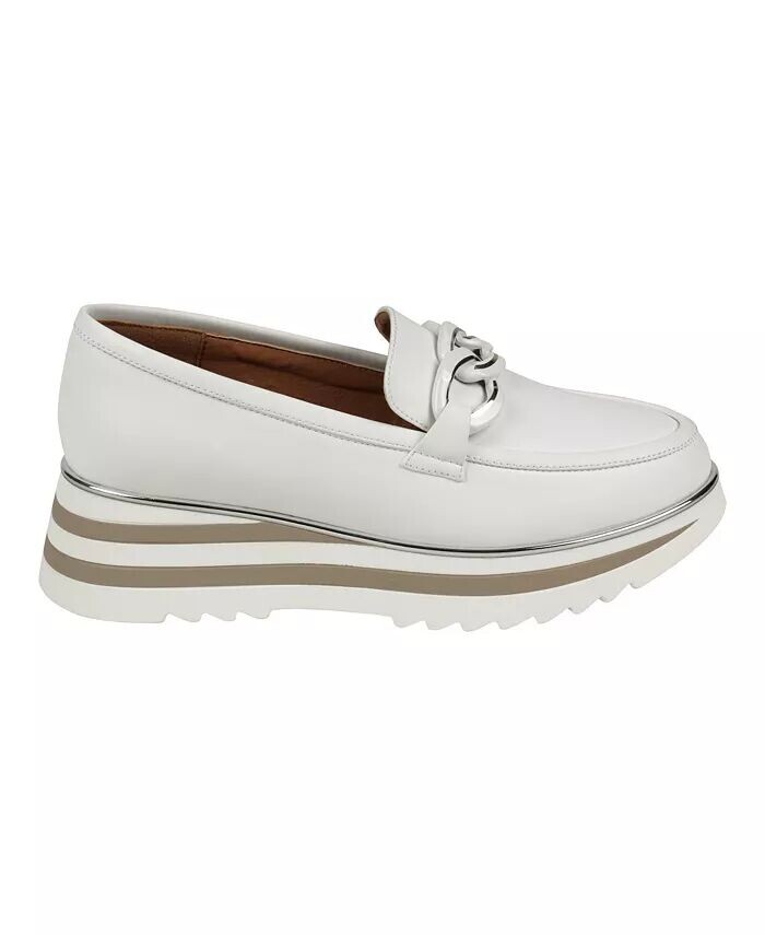 Женские лоферы без шнуровки на платформе с цепочкой Женева GC Shoes, белый — фото 2
