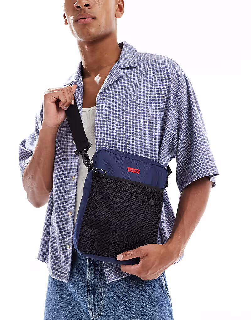

Маленькая сумка через плечо с двумя ремнями и логотипом, темно-синего цвета Levi'S