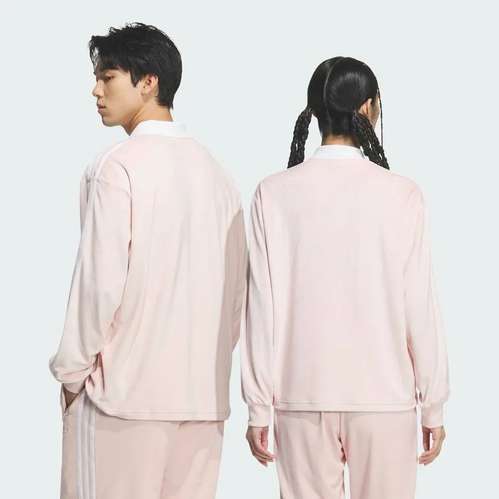 Велюровая рубашка-поло Adidas с длинным рукавом Adidas, pink — фото 2