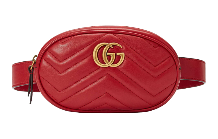 

Кожаная поясная сумка GG Marmont от GUCCI красная