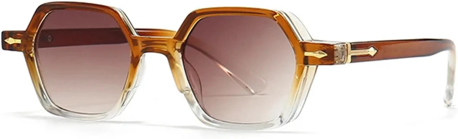 

Солнцезащитные очки для женщин и мужчин, популярные, небольшие, многоугольные, градиентные, UV400, в тренде, с заклепками и декором UATXTAU, Tea Tea Gradient