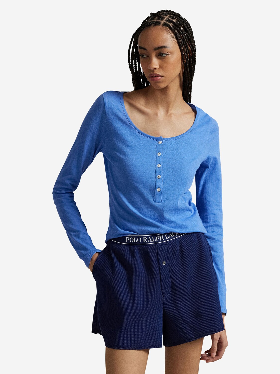 Polo Ralph Lauren Лонгслив 'Whisper Weight Cotton' в синем цвете — фото 2
